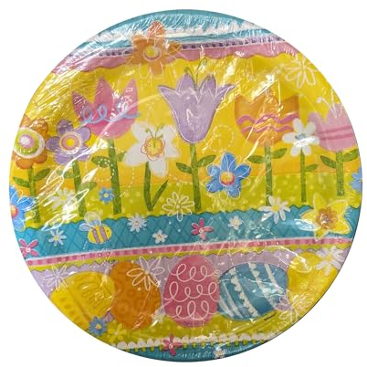 Trimming Shop Lot de 8 assiettes jetables en carton de Pâques de 23 cm, pour Pâques, printemps, vacances, salle à manger, décoration de fête