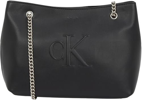 Calvin Klein Sac à Bandoulière Femme Sculpted Chain avec Chaîne, Noir (Na Black), Taille Unique