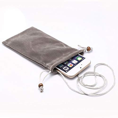 Cell Phone Holster Hanging neck Microfiber Pouch - Cell Phone Soft Storage Bag Microfiber Glasses Sleeve Pouch Sunglasses Bag Electronic Gadgets Case Cover with Drawstring Closure(7.9 inch) Case Cover