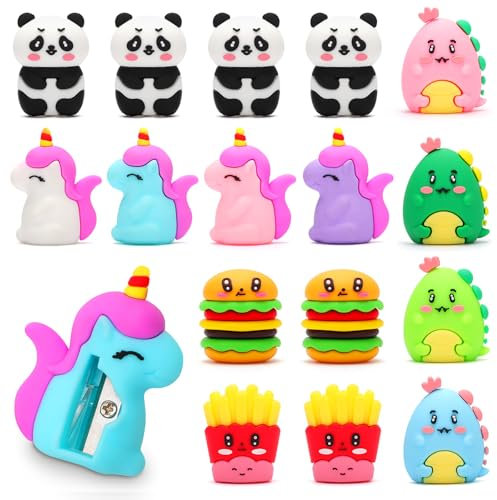 OPPZZIT 16PCS Cartoon Bleistiftspitzer Anspitzer Mitgebsel Kindergeburtstag 5 6 7 8 9 10 11 12 Jahre, Give Aways Mitbringsel Kindergeburtstag Gastgeschenke für Kinder, Kleine Pinata Füllung