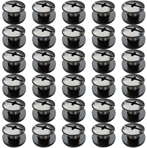 SHSMPXOY 30 Set Rivetti a Vite, M5 x 4 mm Rivetti Chicago, Viti Chicago Screws Chicago Book Viti,Viti Chicago di ricambio in Metallo per Borse, Libri, Collari, Zaini, Guinzagli per Cani (Nero Lucido)