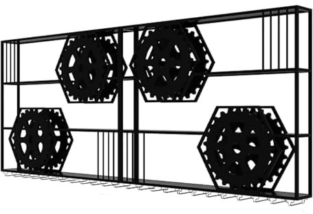 Porte-Bouteilles Mural En Fer,Étagère À Vin Design Avec Porte-Verres,Casier À Bouteilles Métallique Avec Éclairage LED,Range Bouteille,Casier À Vin Idéal Pour Bar,Cuisine Et Cave À Vin(Black,78.7*7.9*