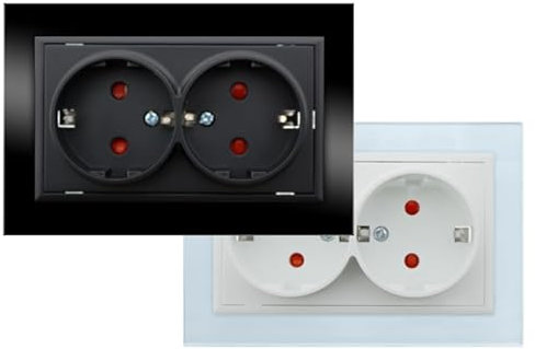 Interrupteur tactile double blanc avec cadre individuel, contrôle tactile, installation facile, idéal pour contrôler les lumières et économiser de l'énergie.