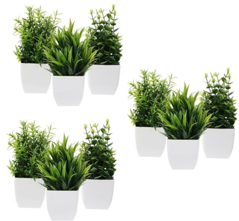 Cabilock 9pcs Artificial Mini Plants Fake Potted Plant Indoor Decor Small Fake Money for Home Office