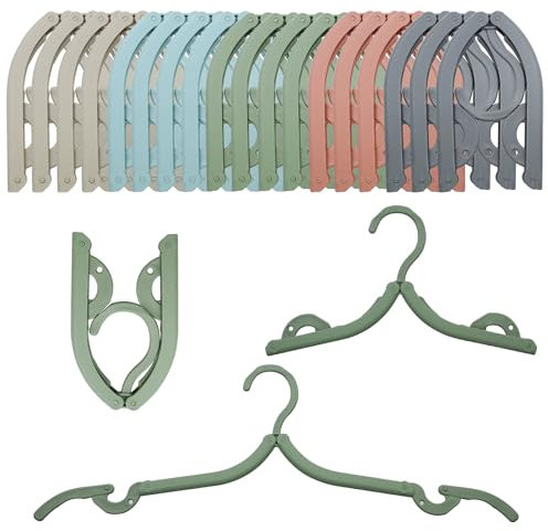 INNAL 18 Stück Faltbare Kleiderbügel,Faltbar Reise Kleiderbugel Platzsparend,Tragbare Kleiderbügel,Multifunktionales Reisebügel Tragbare,Klappbar Reisekleiderbügel für Zuhause,Hotel,Camping,Reisen