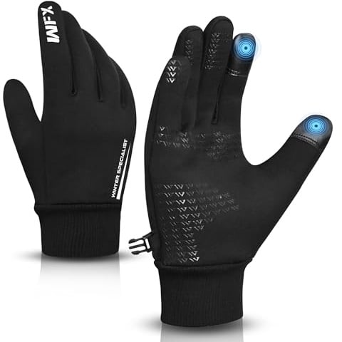 WFX Winter-Laufhandschuhe für Damen und Herren, Touchscreen Anti-Rutsch, leicht, Thermohandschuhe mit Fleecefutter, winddicht, warme Handschuhe für Radfahren, Sport, Fahren, Wandern und