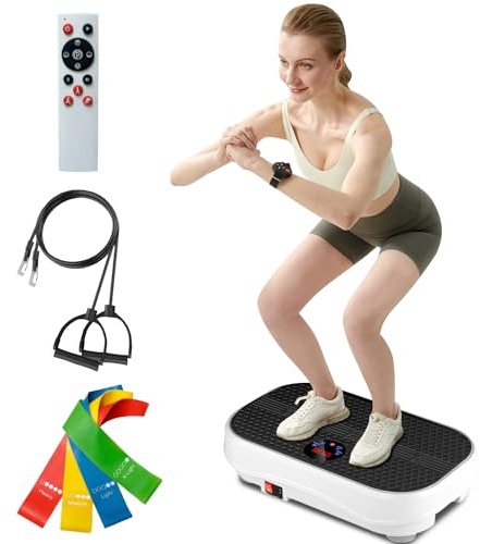 FitinOne Vibration Plate Exercise Machine, Vibration Fitness Trainer for Weight Loss and Shaping, Whole Body Workout Quiet Vibration Plate with Loop Bands, Home Exercise Equipment for Women Men