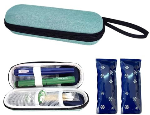 Medicine Cool Bag, Medicine Travel Cool Bag, Medication Cooler Travel Case with 2 Nylon Ice Packs, Medicine Cool Bag Travel, for Travel Diabetic Supplies Medicine Travel Cool Bag(Green)