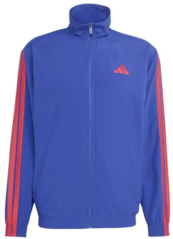 adidas Men's Essentials 3-Stripes Woven Tracktop, Mystery Ink/Pure Ruby/Pure Ruby/Pure Ruby, 4XL