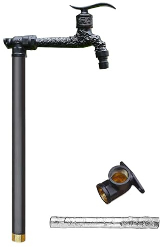 Columna de Agua Vertical para jardín Exterior, hidrante anticongelante con Grifo de latón, dispensador de Agua Negro de 80 cm/31 Pulgadas para Jardines, Patios y Balcones.