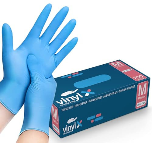 Nitrile Disposable Gloves - 100 Count, Blue, Latex Free, Powder Free, Textured Fingertips, Disposable, Medical, Food, Cleaning, Tattoo, Laboratory Use, Comfortable & Durable Exam Gloves (200, MEDIUM)