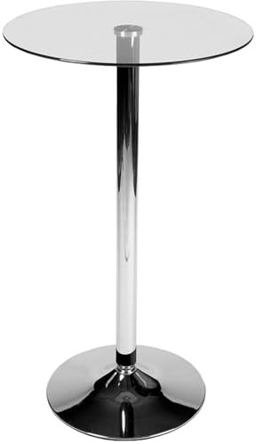 DELUKE® Stehtisch Glas rund Ø 60cm THOVI - 105cm Hoch, Metall Gestell, Glasplatte | Bistrotisch Gastro Bartisch rund Hoher Tisch Hochtisch
