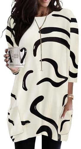 Poetsky Print Tops Tunic Oversized Shirts and Blouses Ethnic Style Blouses