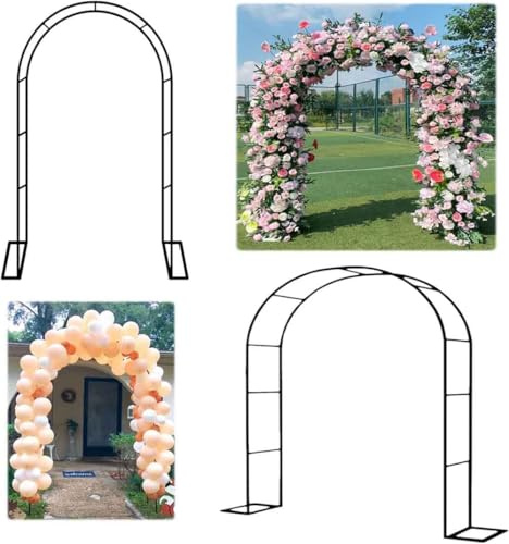 Gazebo de jardin en métal, résistant aux intempéries, cadre en acier, arche pour plantes grimpantes, treillis autoportant, pergola, largeur 3,5 m, arche de jardin blanche, hauteur 2,2 m (noir, W2.4M