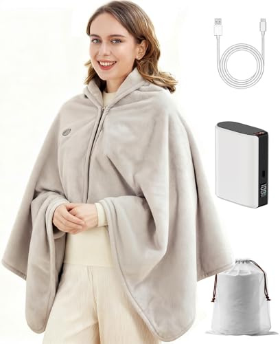 Zireot Cordless Heated Blanket with Battery Pack,Battery Operated Heated Throw,USB Rechargeable Powered Heated Blankets,Portable & Wareable