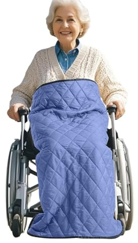 KBIBCK Rollstuhldecke, Verdickte Winter Decke für Rollstuhl, Rollstuhlfahrer Kniedecke, Schlupfsack Rollstuhl Erwachsene, Universelle Passform für Rollstühle (Blau)