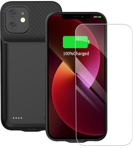 YISHDA Custodia con batteria per iPhone 13/14/13 Pro, custodia con batteria ricaricabile portatile da 13800 mAh, compatibile con iPhone 13/14/13 Pro con pellicola protettiva, nera