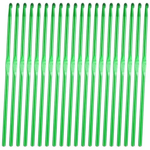 TIESOME 20 Stück Häkelnadel Set,Grün Aluminium Stricknadeln 4mm Crochet Häkelnadeln Hook Markierungsnadel für Dickes Garn Anfänger Oder Profis
