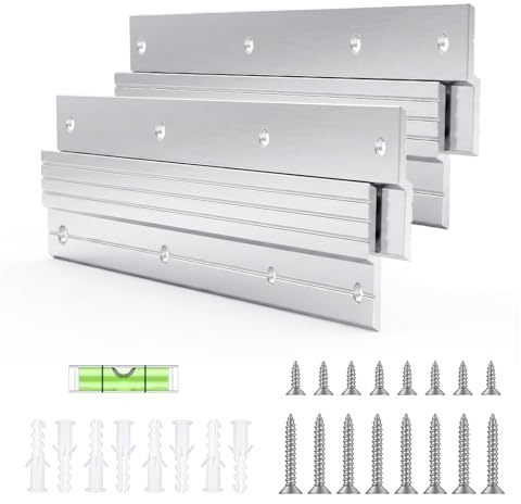 2 Pairs French Cleat Picture Hanger 6 Inch, Plate Hangers for Walls, Interlocking Wall Mounting Bracket Hardware Kit for Hanging Mirrors, Picture, Shelf, Whiteboard, Z Hanger Supports 27 kg