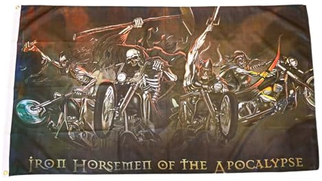 Fahne Flagge Pirat Skelett Biker - Iron Horsemen - 90 x 150 cm