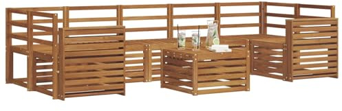 vidaXL Sofagarnituren 8 pcs Natur Massivholz Akazie, Elegantes Garten-Sofa, modernes Lounge-Set für draußen, langlebige Terrasse, gemütliche Sitzmöbel