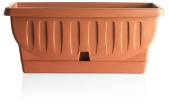 Bama Nassestop S18 Natura - Fioriera da Balcone con piattino, 60 cm, Colore: Terracotta