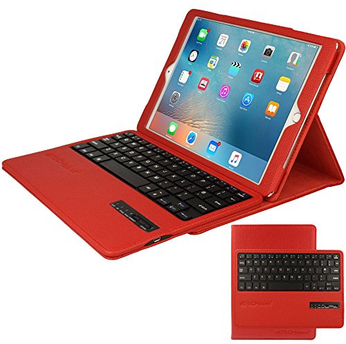 TECHGEAR Strike Folio Case Fits Apple iPad Pro 9.7 - PU Leather Case With Built In Detachable Bluetooth Wireless UK QWERTY Keyboard And Stand (Red) For iPad Pro 9.7, iPad 6th Gen 9.7