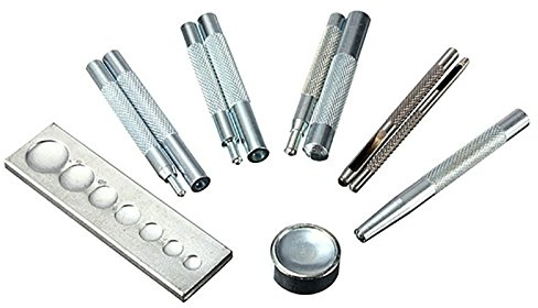 Outil complet pour pose de boutons-pression et rivets sur cuir et 2 emporte-pièces à frapper.