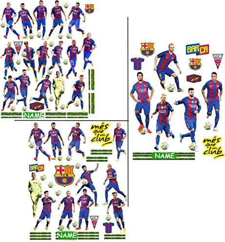 alles-meine.de GmbH 38 TLG. Set Wandtattoo/Sticker FC Barcelona - Fußball Mannschaft - FCB - Fußballverein - incl. Name - zum Spielen & als Deko - Wandsticker - Aufkleb..
