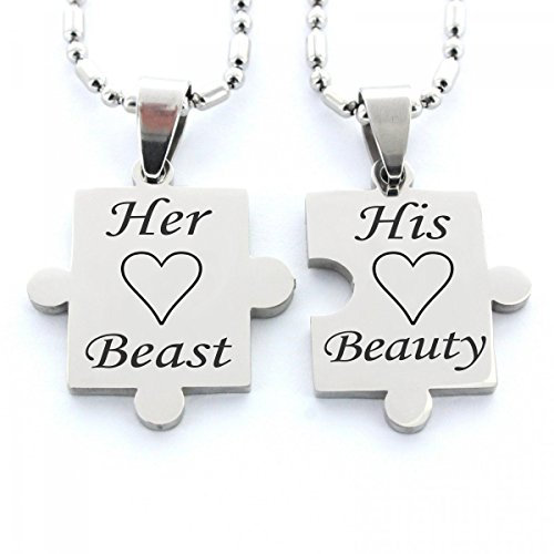 Lieblingsmensch Partner Anhänger Puzzleteile - His Beauty - Her Beast