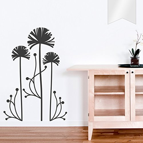 WANDKINGS Wandtattoo - 3 abstrakte Pusteblumen - 61 x 90 cm - Milchglasfolie - Wähle aus 5 Größen & 35 Farben