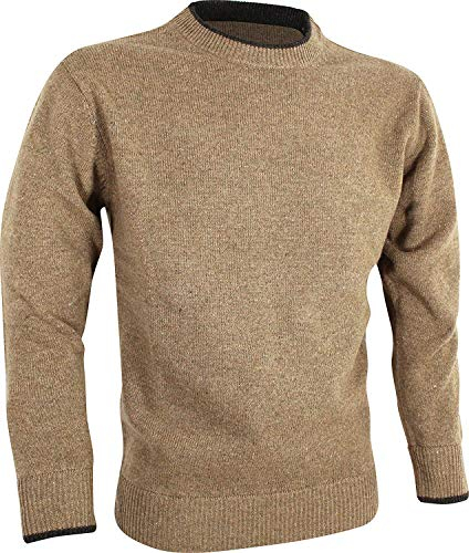 JACK PYKE - Pullover mit Rundhalsausschnitt - gestrickt aus 100% Lammwolle - Beigebraun - XL