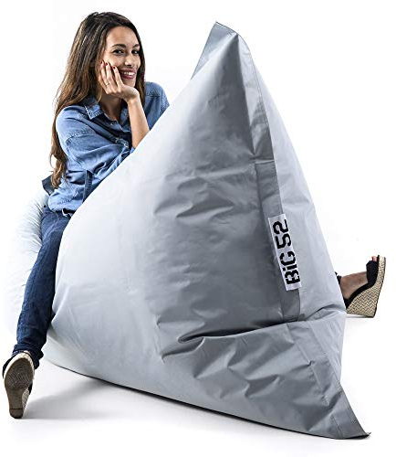 LIVEDECO - Pouf Géant Gris BiG52 Classic 170x130 cm - Déhoussable, Intérieur/Extérieur, Rempli de Billes de Polystyrène