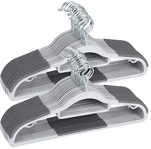 Plastic Hangers 50 Pack Heavy Duty Dry Wet Clothes Hangers with Non-Slip Pads Space Saving 0.2 Thickness Super Lightweight Organizer