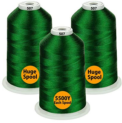 Simthread - 26 Auswahlen – Packungen von Polyester-Stickmaschinengarn, riesige Spule 5500Y für alle Zwecke, Nähmaschinen, Grün