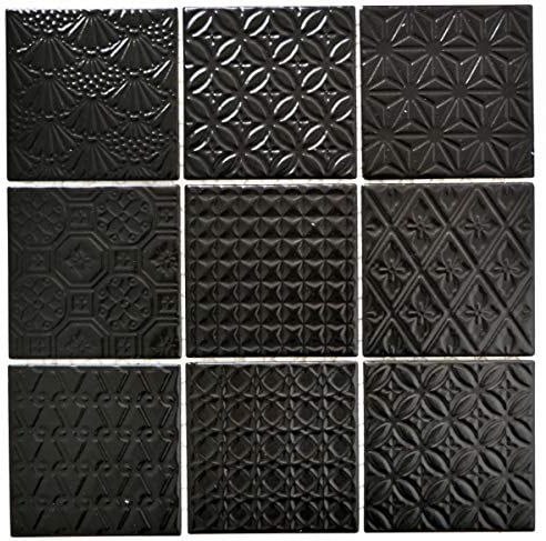 Retro Vintage Mosaik Fliese Wand Keramik schwarz Struktur Wand Bad Küche WC Verkleidung - MOS22B-1403