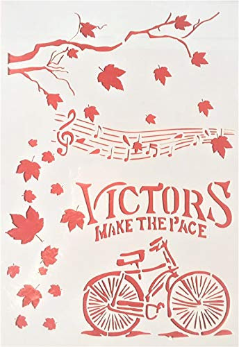 Boutique d'isacrea Schablone aus Kunststoff, 30 x 21 cm, Motiv: Fahrrad, Notenblatt