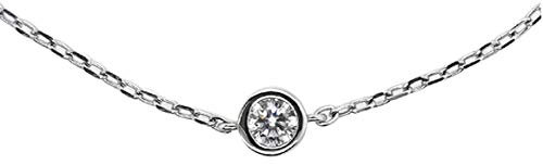 Sogni d´oro Style Halskette aus 925 Sterling Silber mit Hearts & Arrows Zirkonia Ø 4mm in Zargenfassung, Ankerkette, rhodiniert, Karabiner, Länge 45 cm