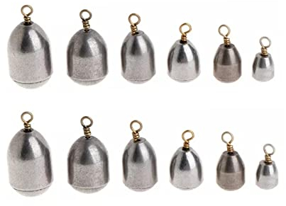 Elionless Fishing Sinkers, 12pcs Sea Fishing Weights Iron Sinker Fishing Tackle Accessories for Saltwater Freshwater, 6 Sizes