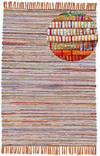 carpetfine Flachgewebeteppich Kelim Chindi Orange 160x230 cm | Moderner Teppich für Wohn- und Schlafzimmer