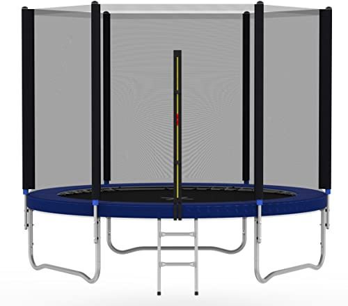 mcc direct Heavy Duty 6FT 8FT 10FT 12FT 14FT Outdoor Trampoline with Enclosure Net for Kids Spring Cover Ladder FREE Space Hopper (6ft), Blue, Black, Silver