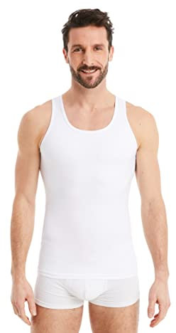 FINN Shapewear Herren Kompressionsshirt – Bauch-Weg Unterhemd & Body-Shaper Männer – Ärmelloses Tank-Top aus Baumwolle für flacheren Bauch und bessere Haltung Weiß Weiss S