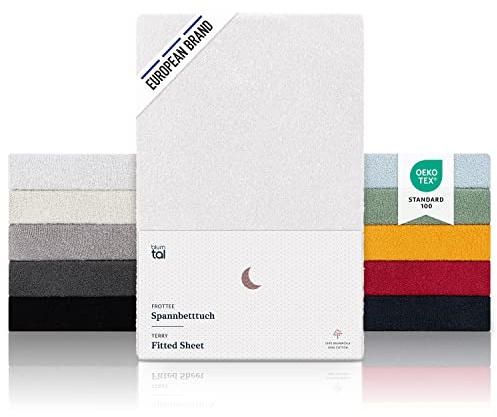 Blumtal® Frottee Spannbettlaken im 2er Set 180x200x27cm - Oeko-TEX zertifiziertes Spannbetttuch 180x200x27cm - Frottee-Spannbettlaken bis 27cm Matratzenhöhe - Weiß