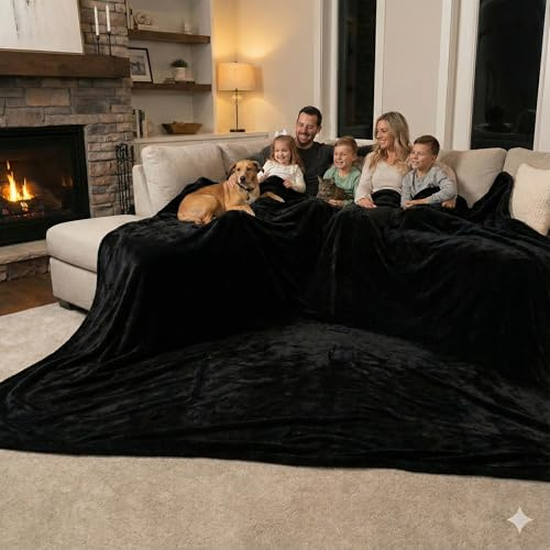 EasyFluffy Riesige Decke 3 m x 3 m große Überwurfdecke weiches und luxuriöses Fleece strapazierfähige Campingdecke weich bequem und atmungsaktiv leicht und maschinenwaschbar Farbe Dunkelgrau