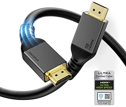 Maxonar 10K 8K Ultra High Speed HDMI® Kabel 7m, (Zertifiziert) CL3 Plenum-Rated In Wall HD 48Gbps Kabel,10K 8K@120Hz 4K144Hz eARC RTX 3090 HDR10 4:4:4 HDCP 2.2 & 2.3 Dolby Kompatibel mit PS5,Xbox