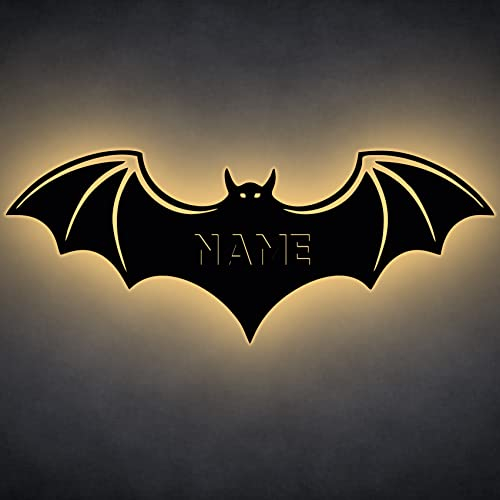3D Fledermaus LED Schlummerlicht Deko , personalisiert mit Wunsch Namen Lasergravur Nachtlicht Abendlicht Schlafzimmer Wohnzimmer Geschenk #B5