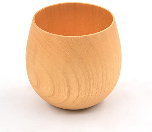 Naturoom Tazze in legno, stile giapponese, tazze da tè, birra, caffè, in legno massello naturale, perfette per bevande fredde o calde, 241 ml (Natrual)