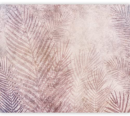 murando Fototapete selbstklebend tropische Blätter 294x210cm Foto Tapete Tapetenfolie Möbelfolie Wandverkleidung Wandtapete Motivtapeten Bildtapete Wohnzimmer 3d Effekt Palmblatt Natur rosa grau