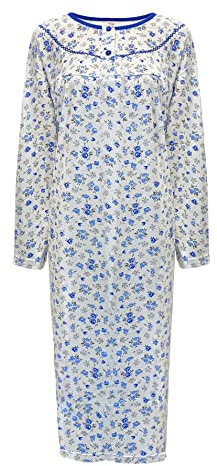 i-Smalls Nuisette thermique pour femme 100 % coton brossé boutonné sur le devant Longueur L à 3XL