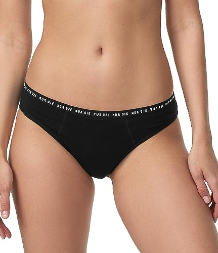 Nur Die Alles Geregelt Perioden-Unterwäsche für mittelstarke Blutung waschbarer saugfähiger Slip Bio-Baumwolle, schwarz, M